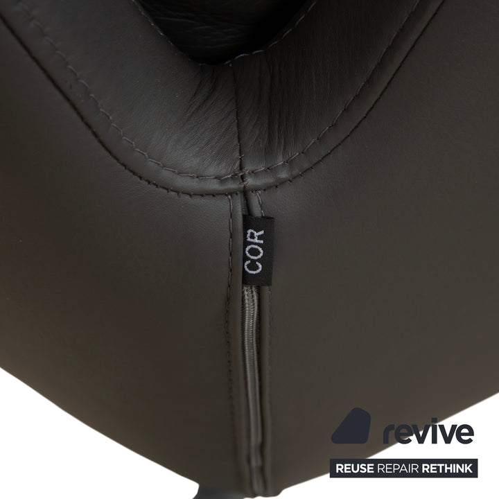Cor Cordia Leder Sessel Dunkelgrau Anthrazit manuelle Funktion inkl. Hocker