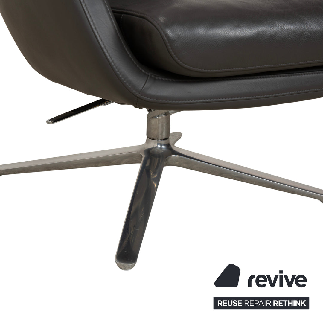 Cor Cordia Leder Sessel Dunkelgrau Anthrazit manuelle Funktion inkl. Hocker