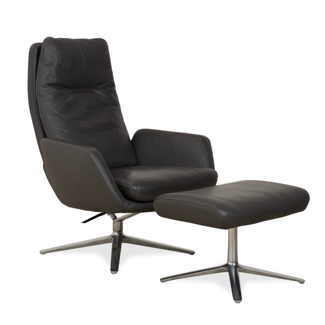 Cor Cordia Leder Sessel Dunkelgrau Anthrazit manuelle Funktion inkl. Hocker