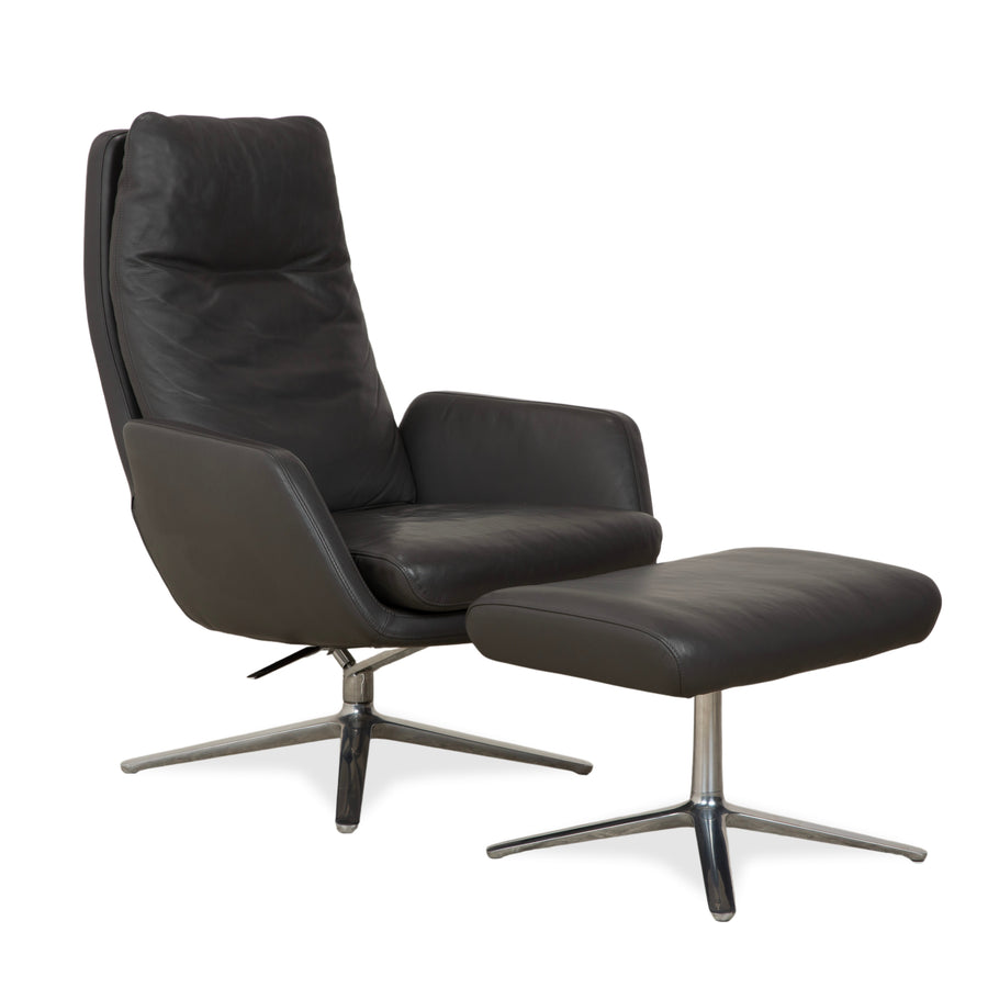 Cor Cordia Leder Sessel Dunkelgrau Anthrazit manuelle Funktion inkl. Hocker