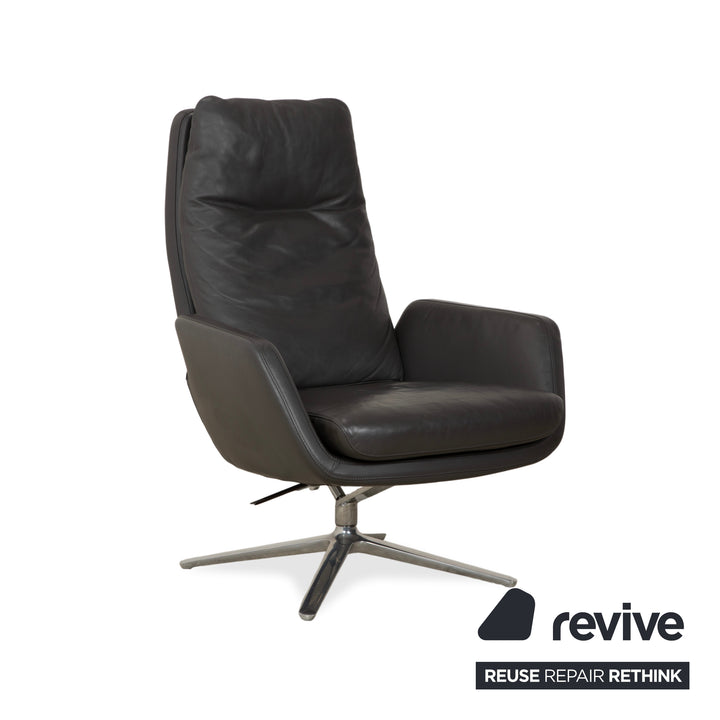 Cor Cordia Leder Sessel Dunkelgrau Anthrazit manuelle Funktion inkl. Hocker