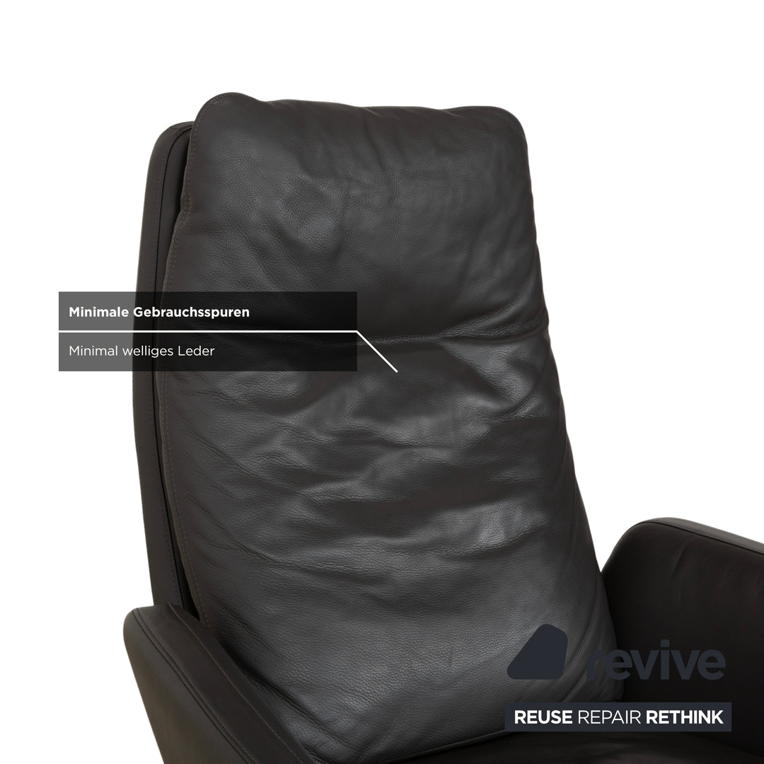 Cor Cordia Leder Sessel Dunkelgrau Anthrazit manuelle Funktion inkl. Hocker