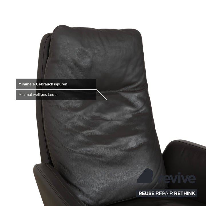 Cor Cordia Leder Sessel Dunkelgrau Anthrazit manuelle Funktion inkl. Hocker