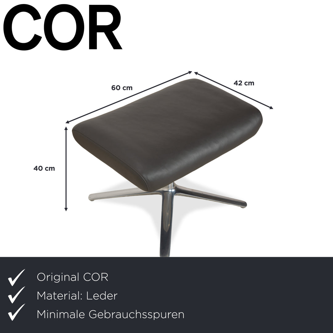 Cor Cordia Leder Sessel Dunkelgrau Anthrazit manuelle Funktion inkl. Hocker