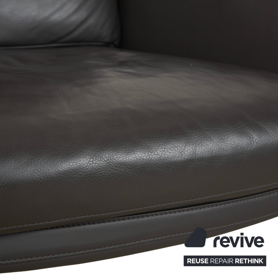 Cor Cordia Leder Sessel Dunkelgrau Anthrazit manuelle Funktion inkl. Hocker