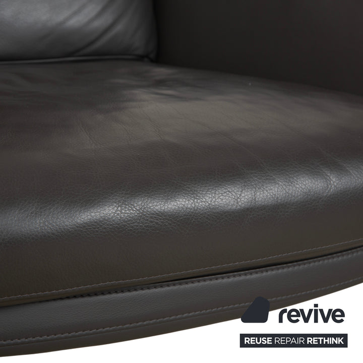 Cor Cordia Leder Sessel Dunkelgrau Anthrazit manuelle Funktion inkl. Hocker