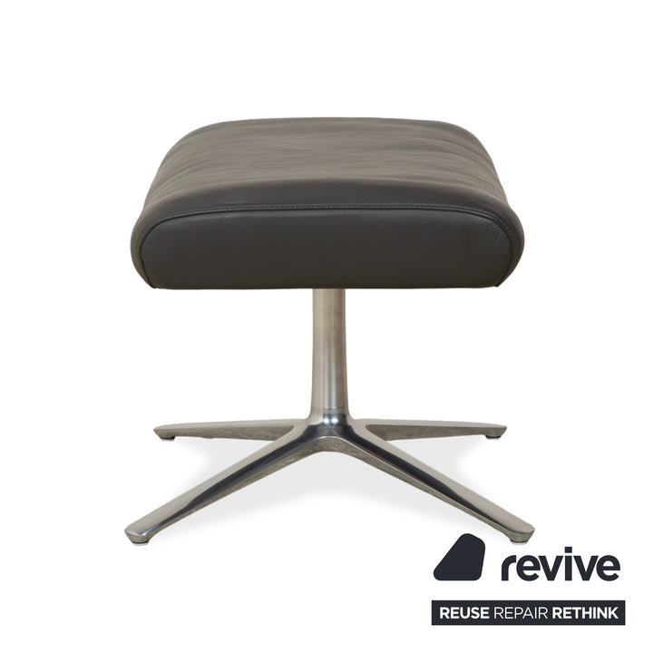 Cor Cordia Leder Sessel Dunkelgrau Anthrazit manuelle Funktion inkl. Hocker