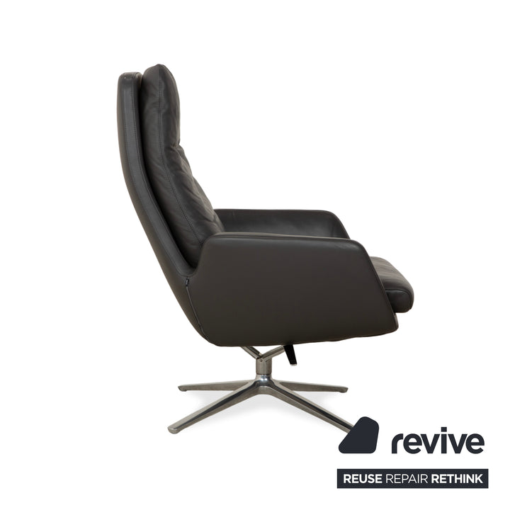 Cor Cordia Leder Sessel Dunkelgrau Anthrazit manuelle Funktion inkl. Hocker