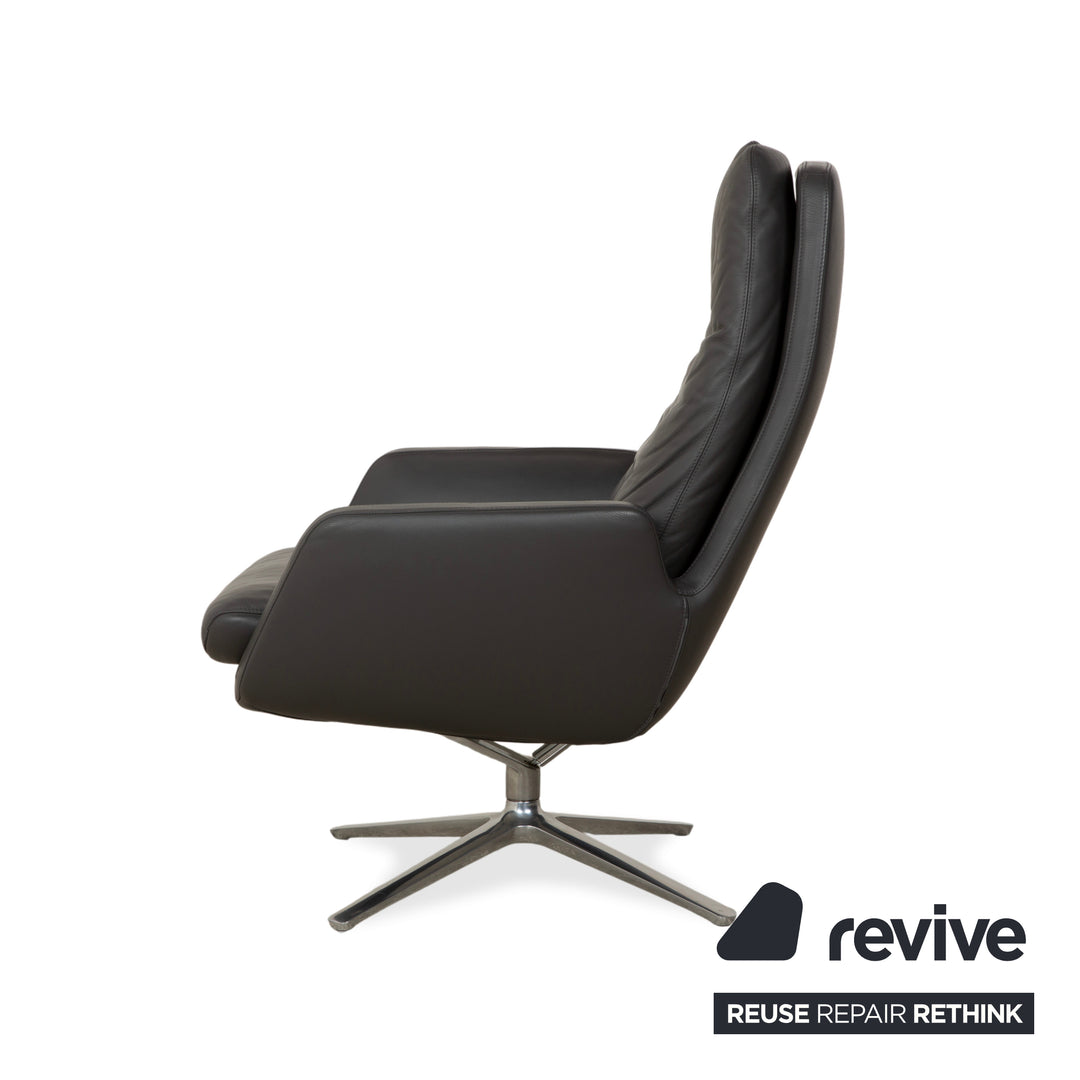 Cor Cordia Leder Sessel Dunkelgrau Anthrazit manuelle Funktion inkl. Hocker