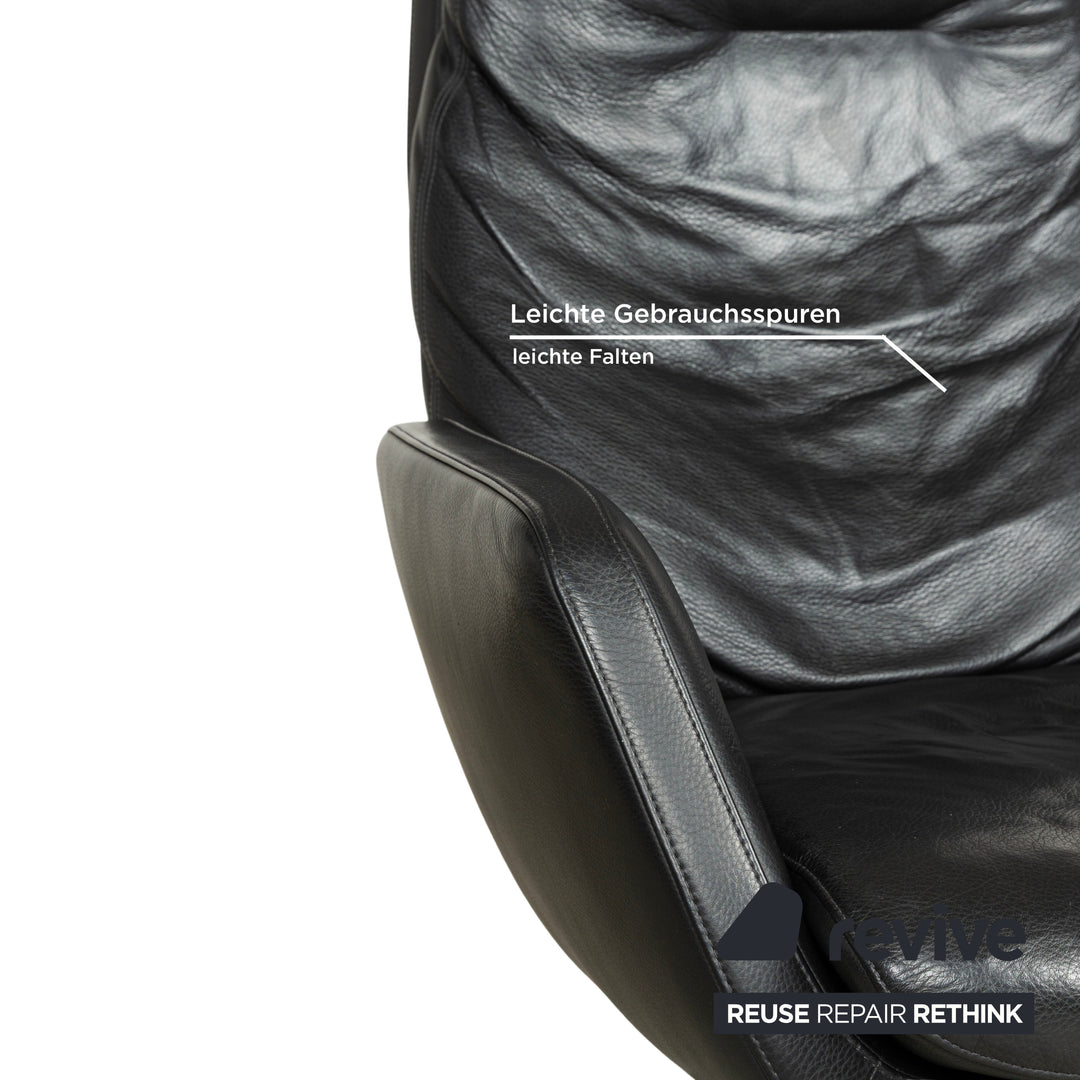 Cor Cordia Leder Sessel Schwarz manuelle Funktion inkl. Hocker