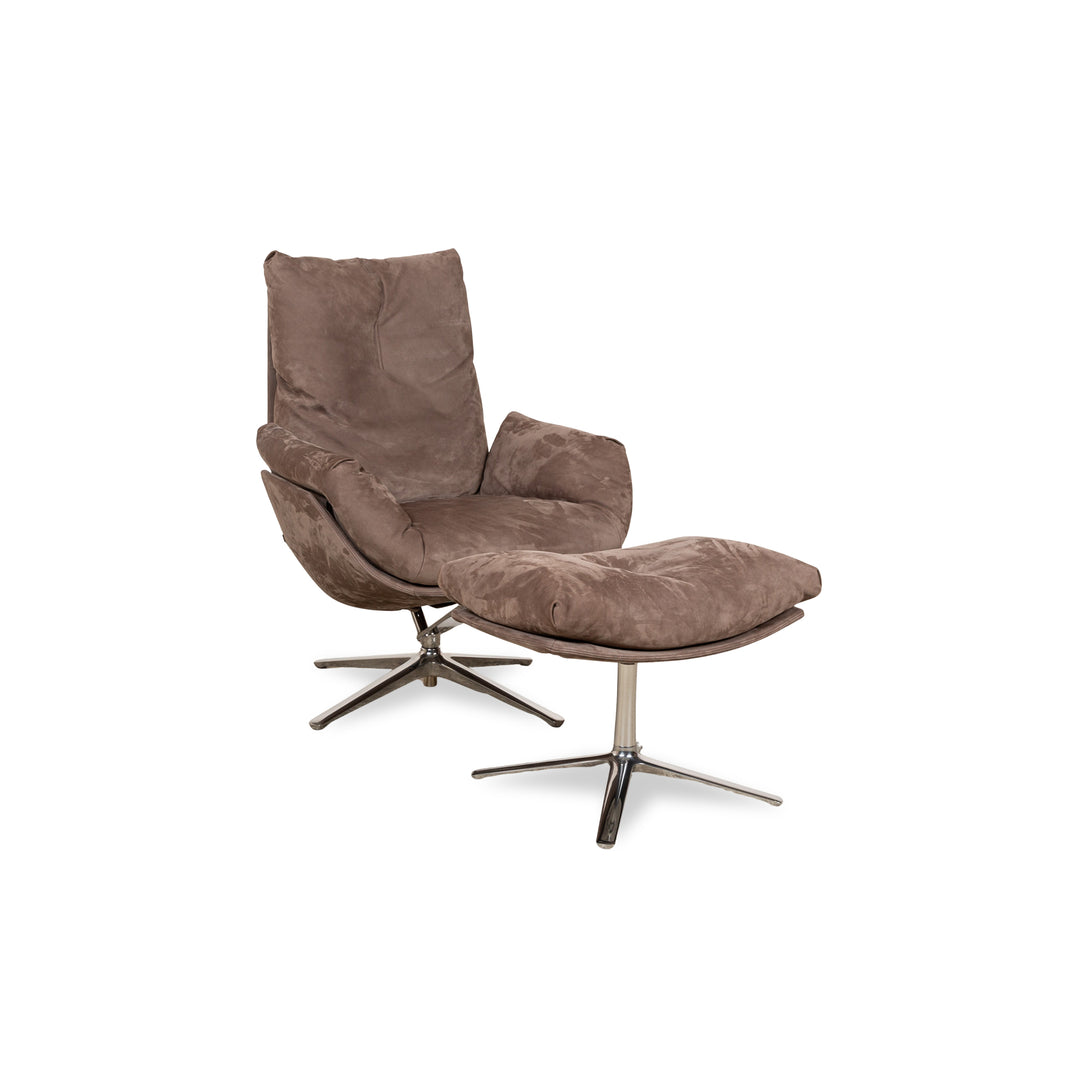 Cor Cordia Lounge Leder Sessel inkl. Hocker Braun Braungrau Naturleder