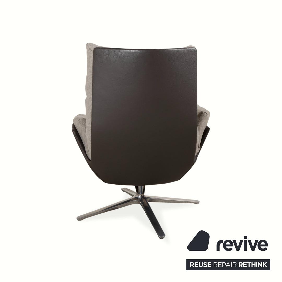COR Cordia Lounge Sessel inkl. Hocker Leder Braun Stoff Beige