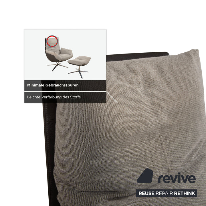 COR Cordia Lounge Sessel inkl. Hocker Leder Braun Stoff Beige