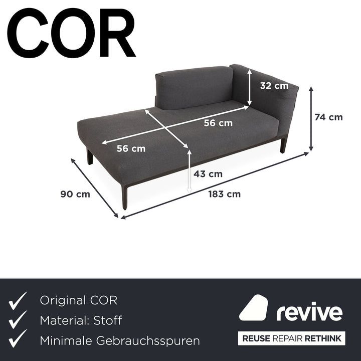 COR Elm Recamiere Stoff Anthrazit Holz Eiche Schwarz Liege Design Jehs & Laub Daybed Sofa Couch