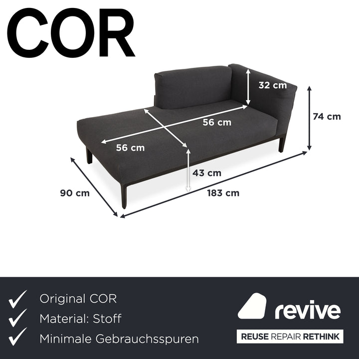 COR Elm Recamiere Stoff Anthrazit Holz Eiche Schwarz Liege Design Jehs & Laub Daybed Sofa Couch