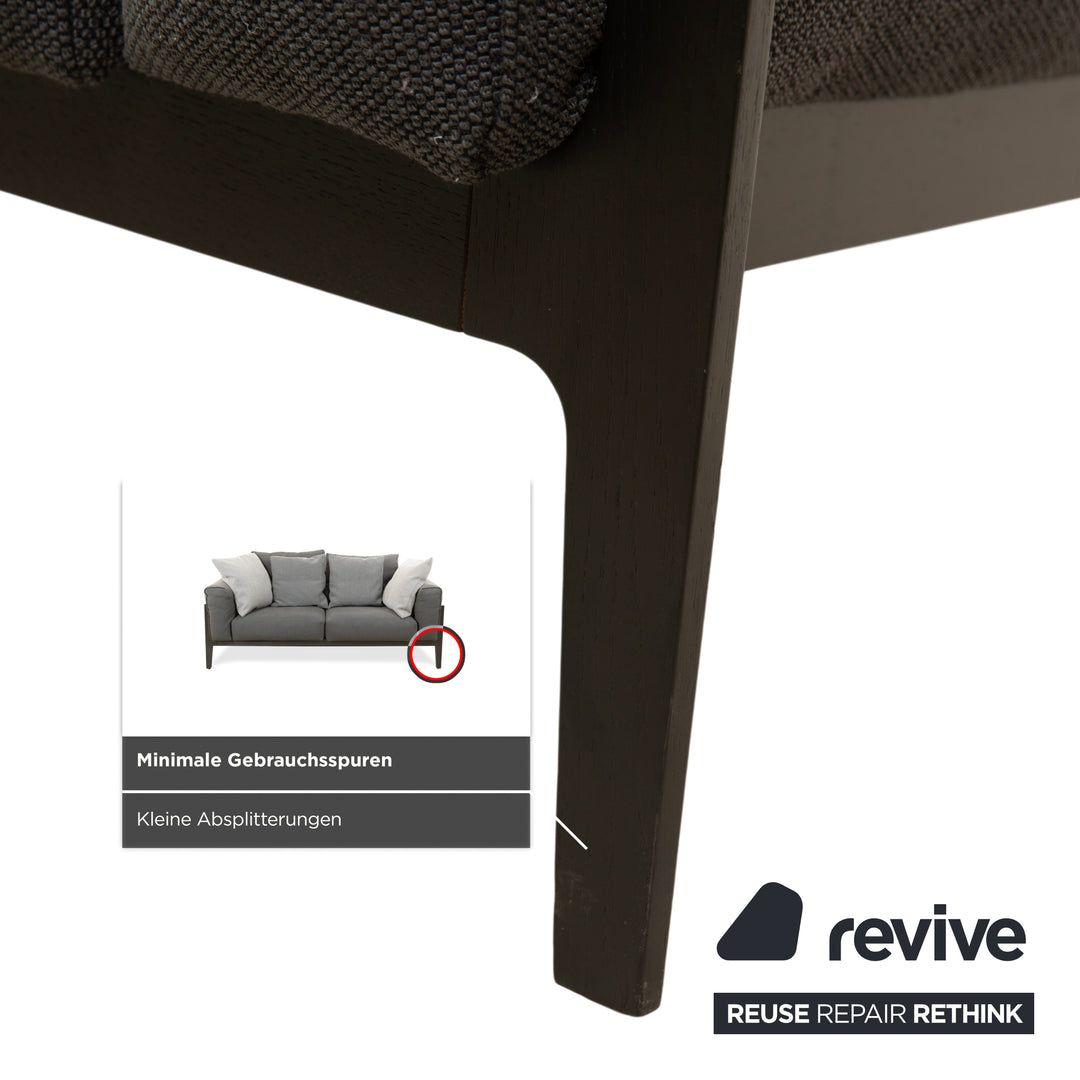 COR Elm Two-Seater Sofa, Fabric Anthracite, Wood Oak Black, Design Jehs &amp; Laub
