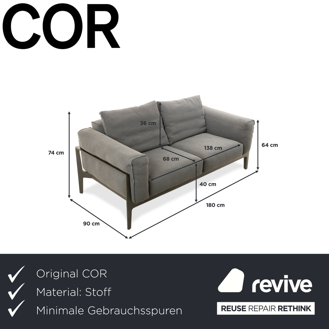 COR Elm Two-Seater Sofa, Fabric Anthracite, Wood Oak Black, Design Jehs &amp; Laub