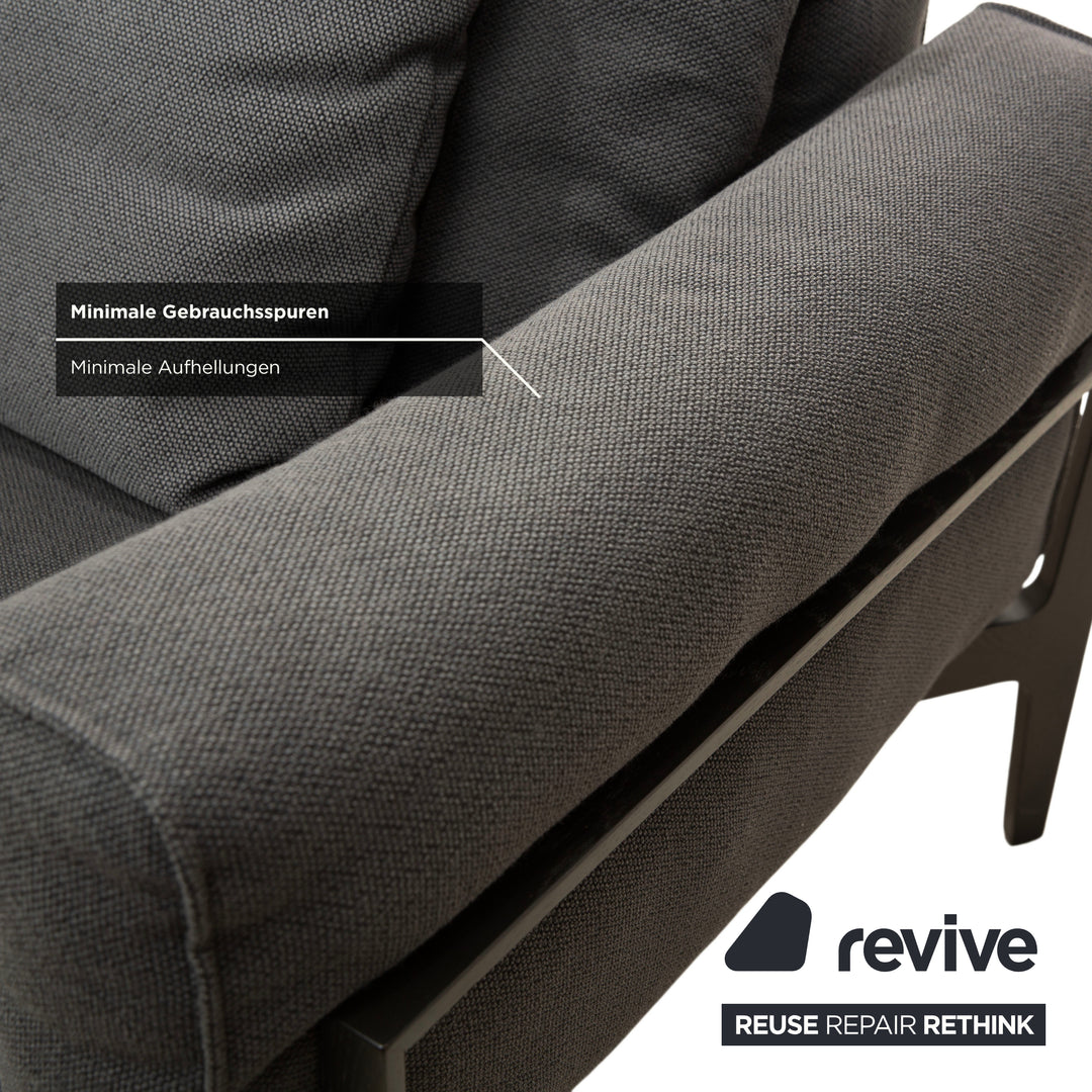 COR Elm Two-Seater Sofa, Fabric Anthracite, Wood Oak Black, Design Jehs &amp; Laub