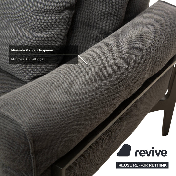 COR Elm Two-Seater Sofa, Fabric Anthracite, Wood Oak Black, Design Jehs &amp; Laub