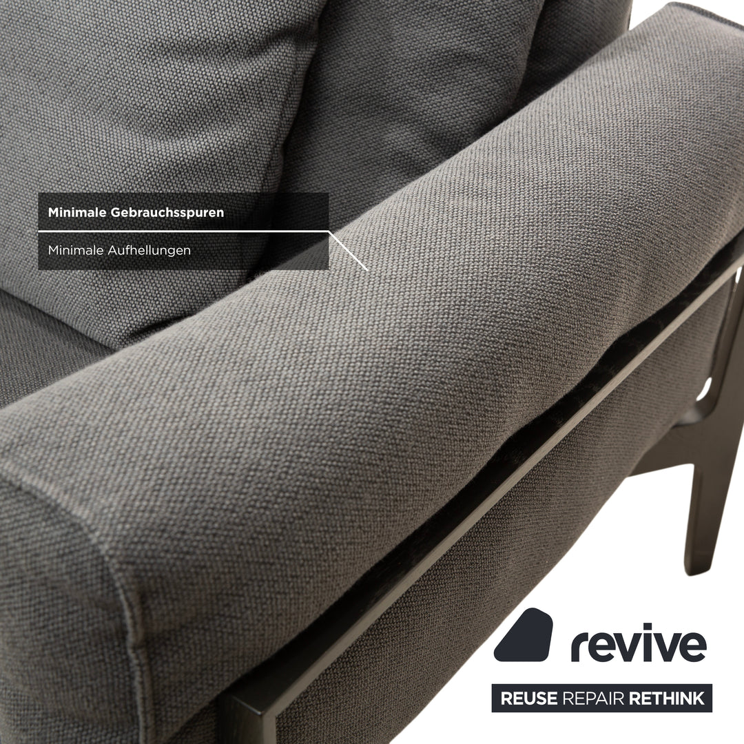 COR Elm Two-Seater Sofa, Fabric Anthracite, Wood Oak Black, Design Jehs &amp; Laub