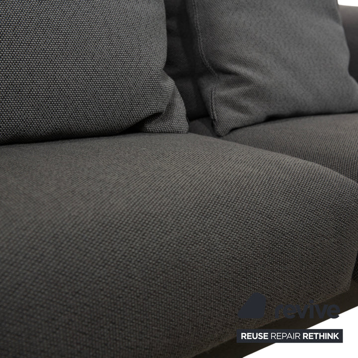COR Elm Two-Seater Sofa, Fabric Anthracite, Wood Oak Black, Design Jehs &amp; Laub
