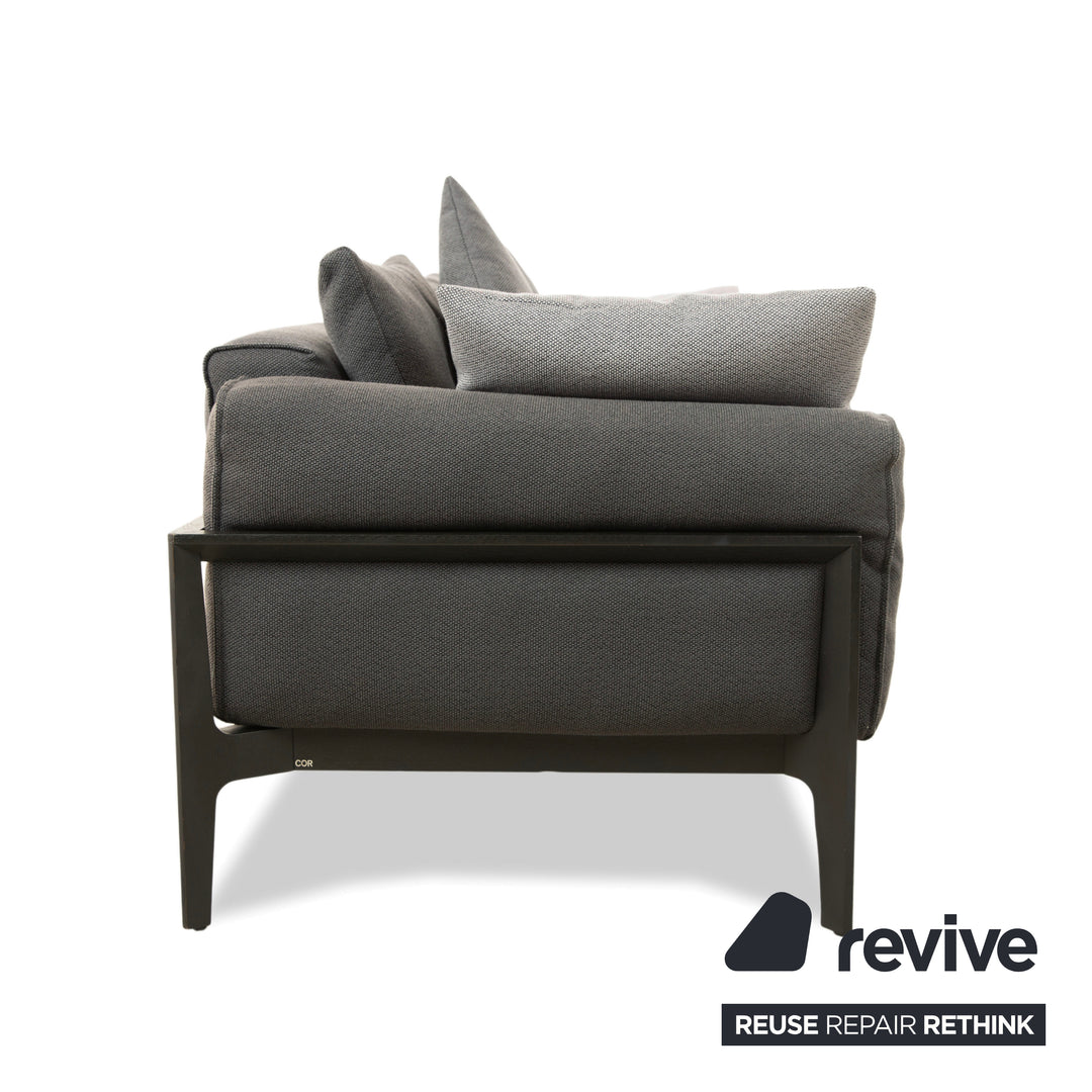 COR Elm Two-Seater Sofa, Fabric Anthracite, Wood Oak Black, Design Jehs &amp; Laub