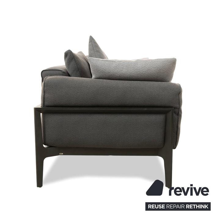 COR Elm Two-Seater Sofa, Fabric Anthracite, Wood Oak Black, Design Jehs &amp; Laub