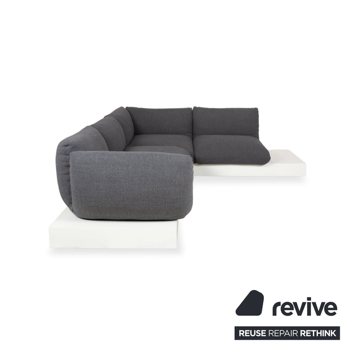 COR Jalis Ecksofa Stoff Grau Podest Weiß Couch Recamire Rechts