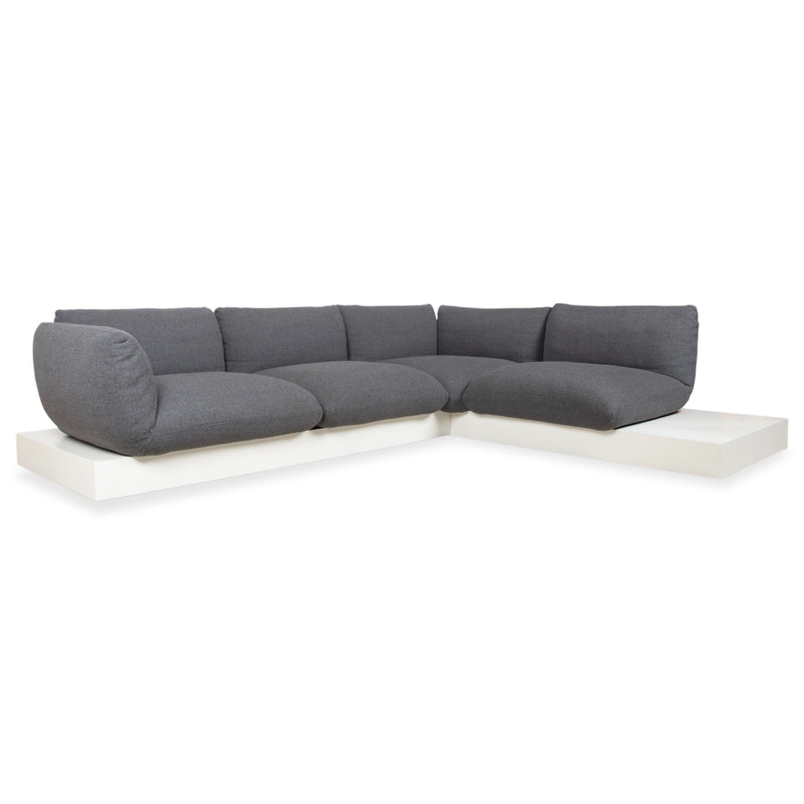 COR Jalis Ecksofa Stoff Grau Podest Weiß Couch Recamire Rechts