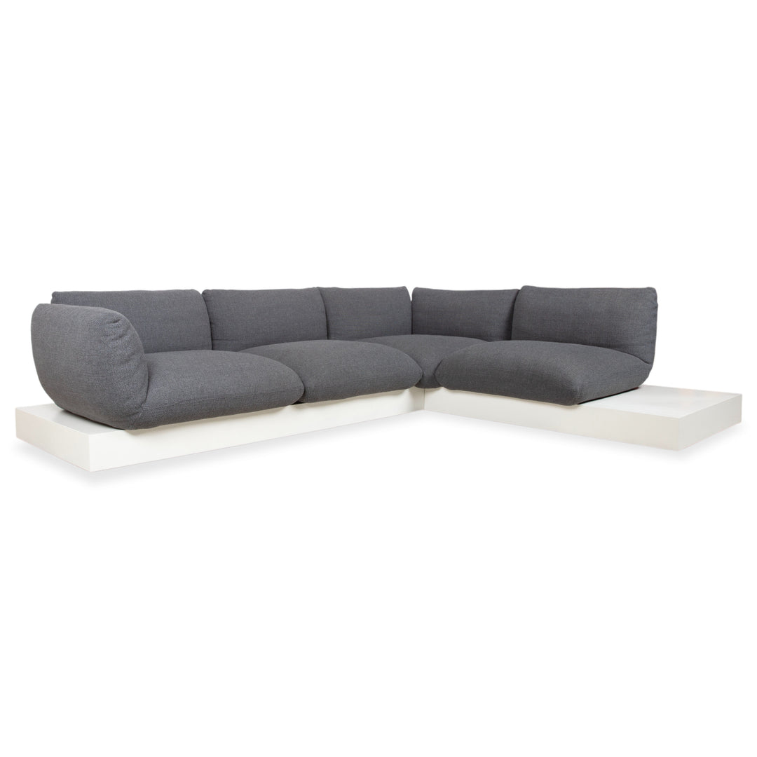 COR Jalis Ecksofa Stoff Grau Podest Weiß Couch Recamire Rechts