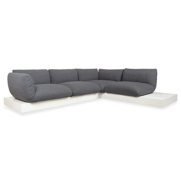 COR Jalis Ecksofa Stoff Grau Podest Weiß Couch Recamire Rechts