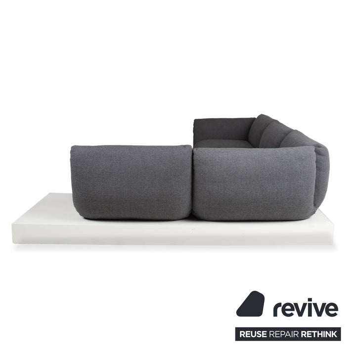 COR Jalis Ecksofa Stoff Grau Podest Weiß Couch Recamire Rechts
