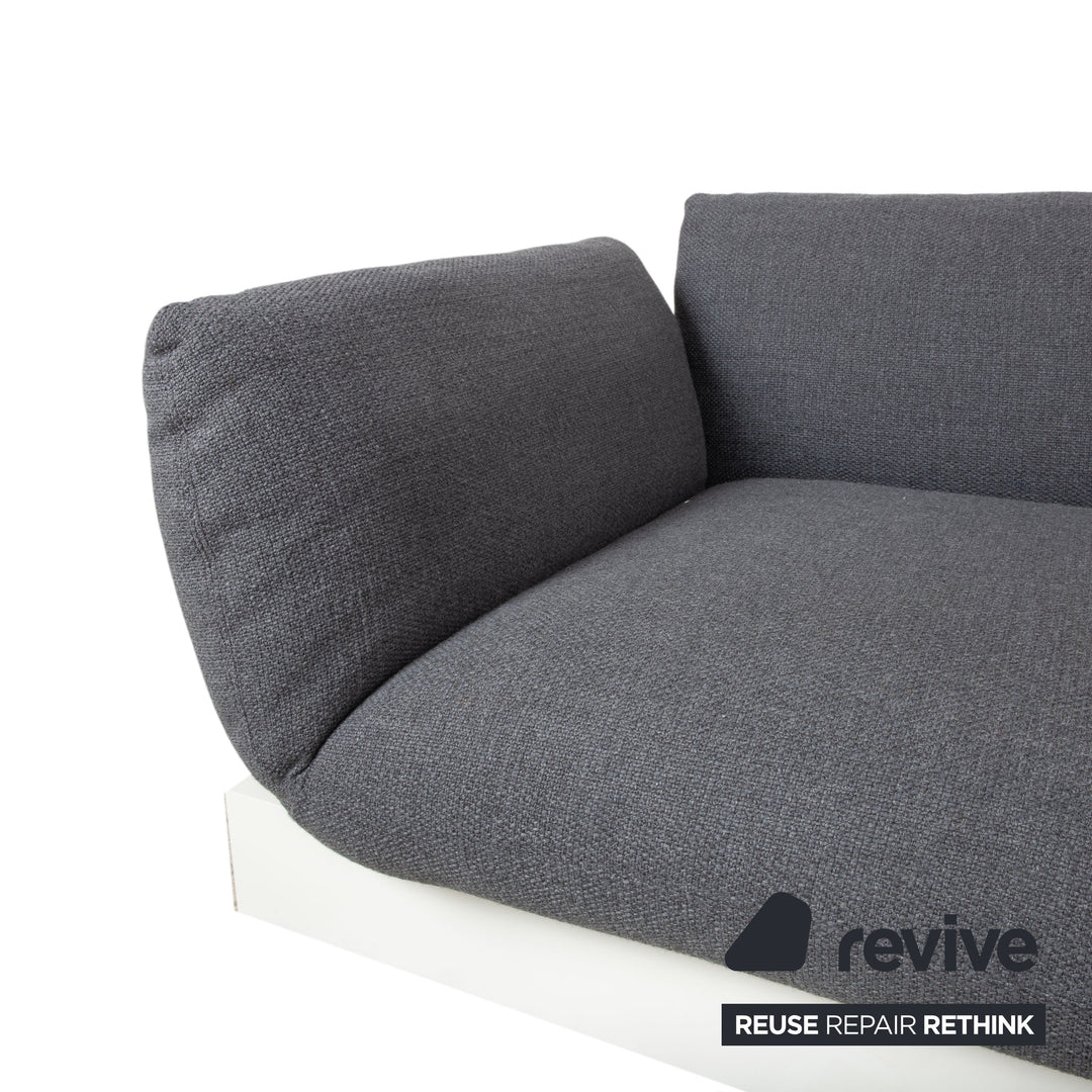 COR Jalis Ecksofa Stoff Grau Podest Weiß Couch Recamire Rechts