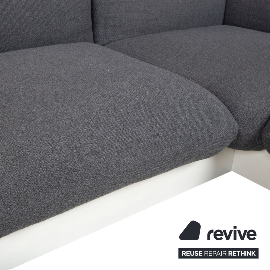 COR Jalis Ecksofa Stoff Grau Podest Weiß Couch Recamire Rechts
