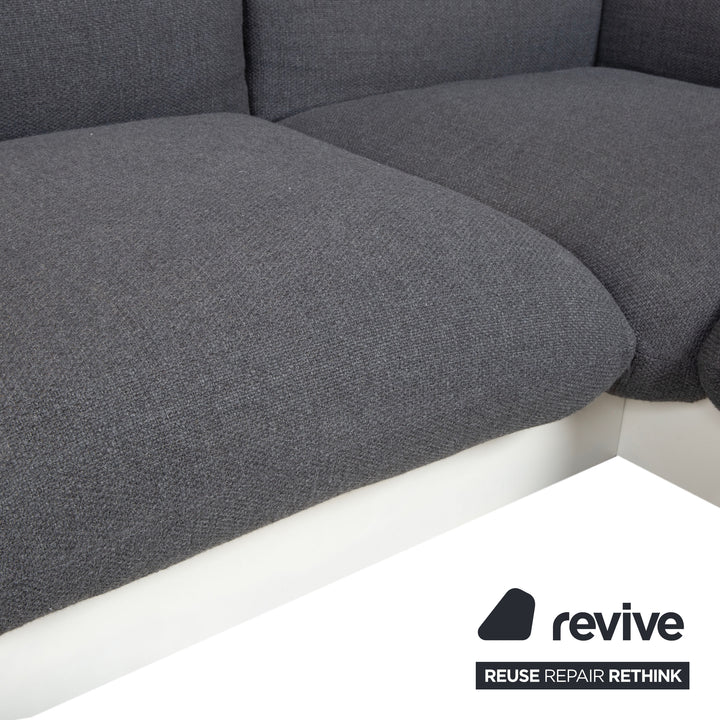 COR Jalis Ecksofa Stoff Grau Podest Weiß Couch Recamire Rechts