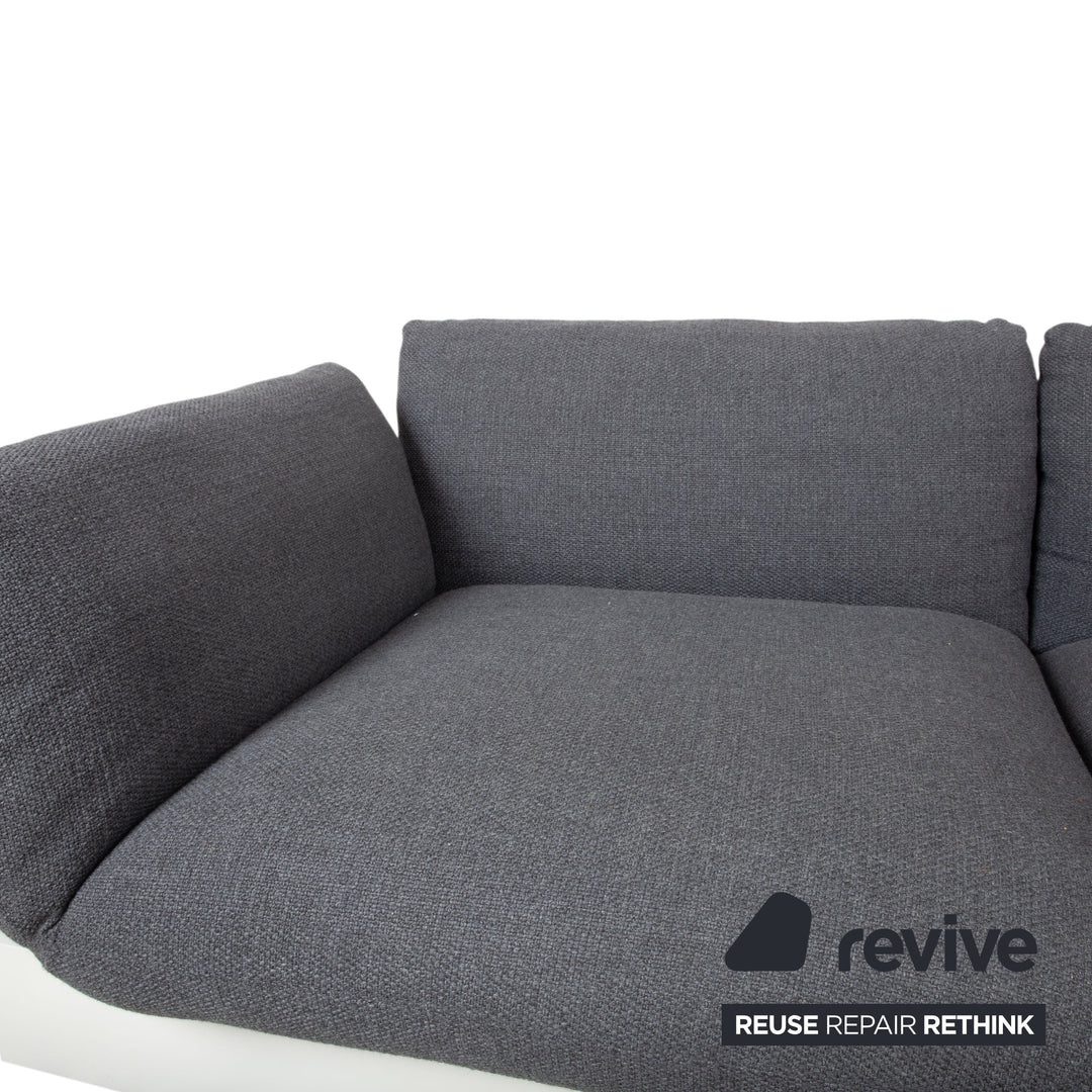 COR Jalis Ecksofa Stoff Grau Podest Weiß Couch Recamire Rechts