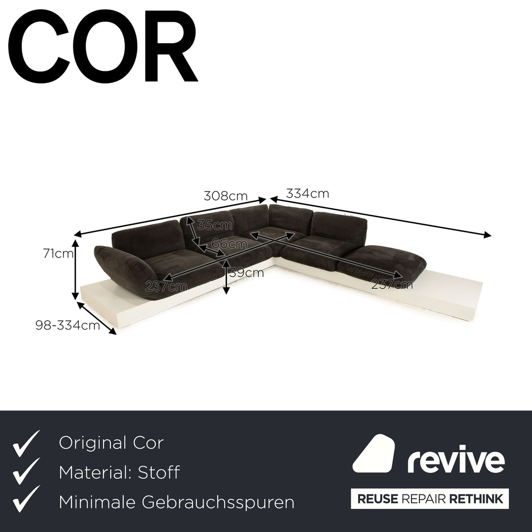 Cor Jalis Stoff Ecksofa Grau Sofa Couch