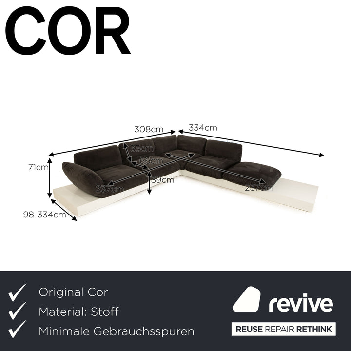Cor Jalis Stoff Ecksofa Grau Sofa Couch