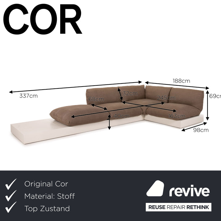 Cor Jalis Stoff Sofa Braun Ecksofa Couch