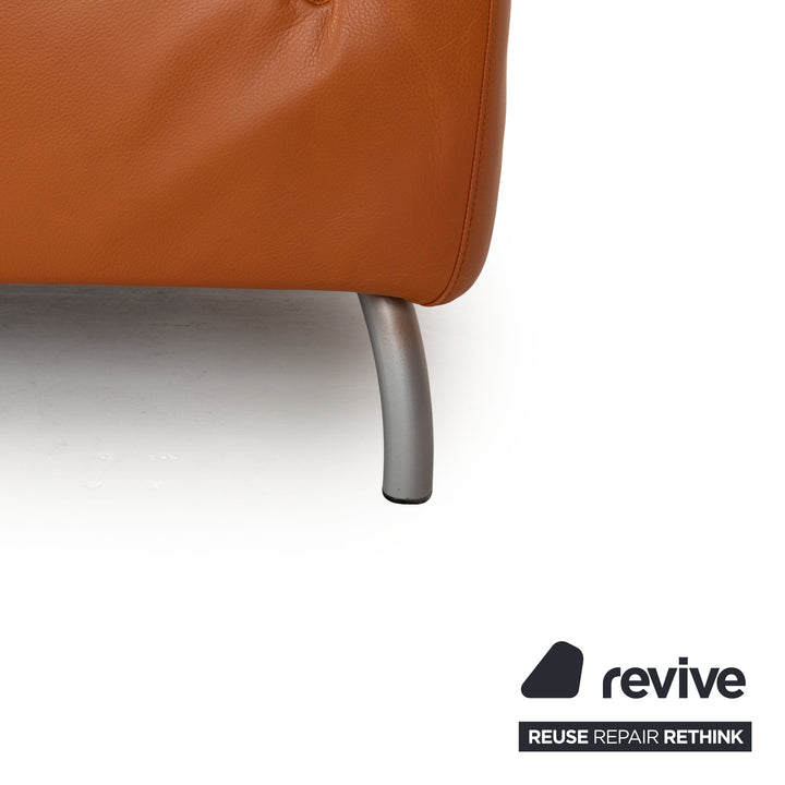 Cor læder trepersoners orange sofa
