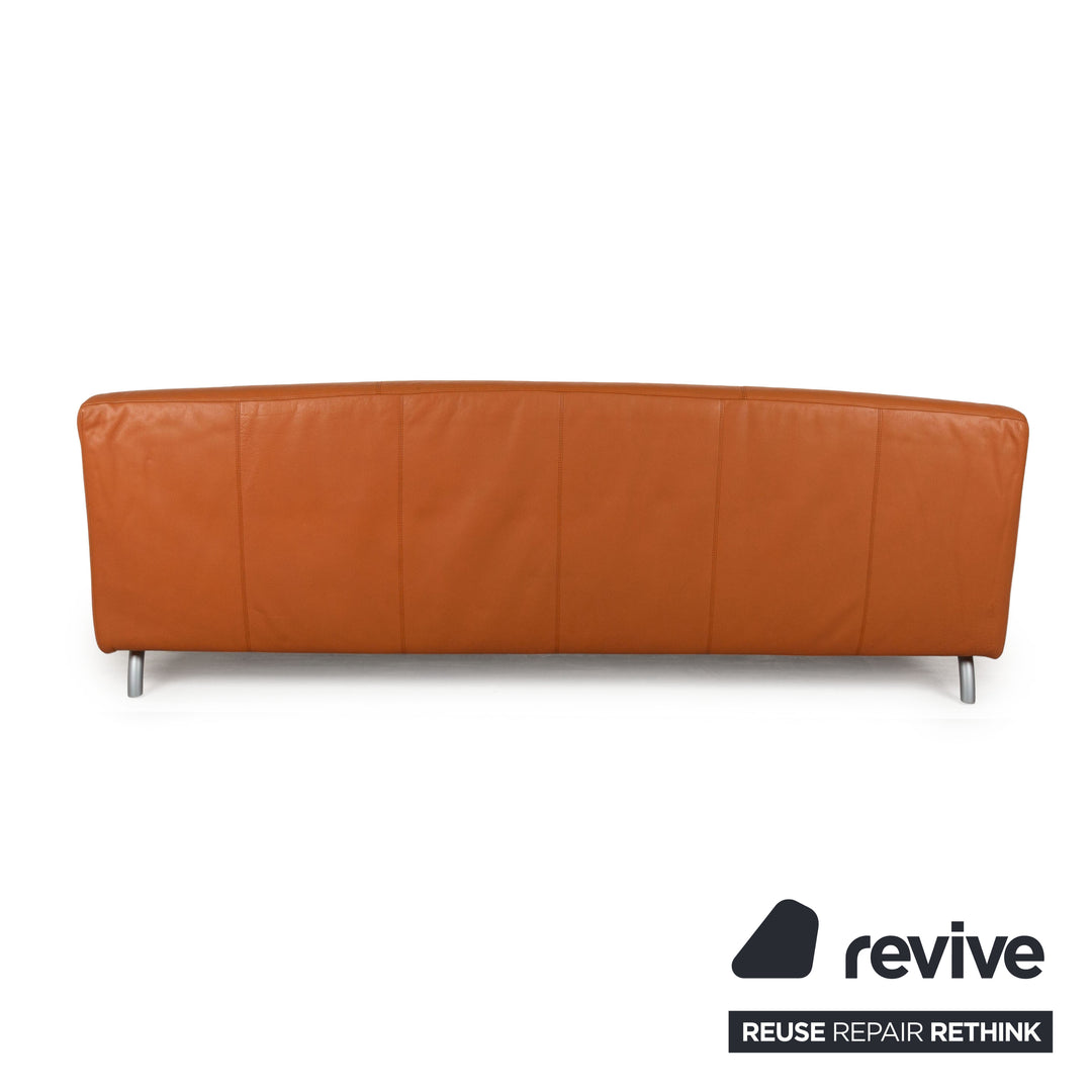 Cor Leather Three-Seater Orange Sofa Couch