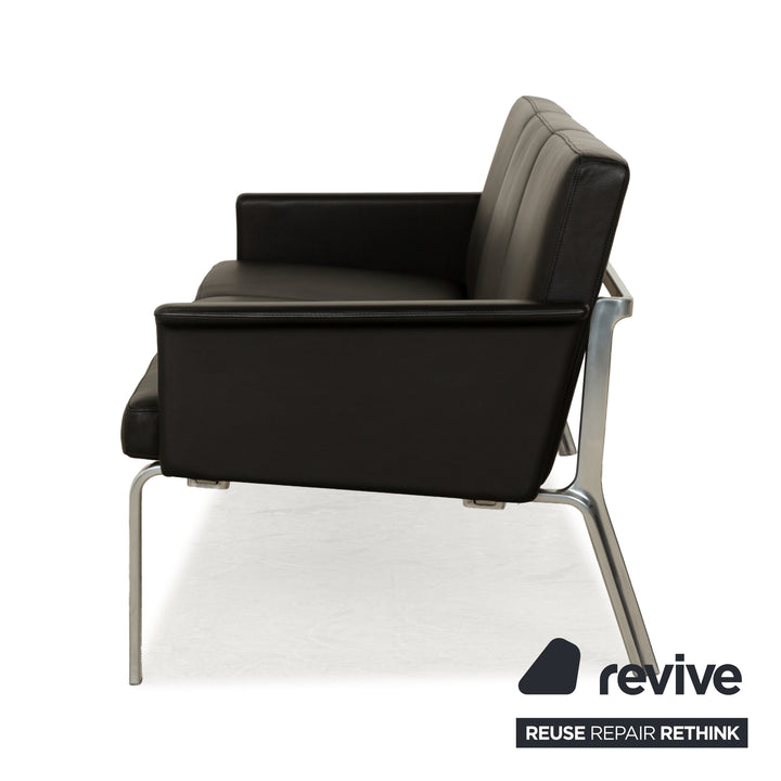 COR Leder Dreisitzer Schwarz Anthrazit Sofa Couch Chrom