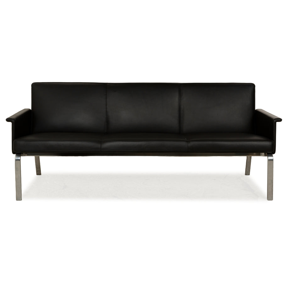 COR Leder Dreisitzer Schwarz Anthrazit Sofa Couch Chrom