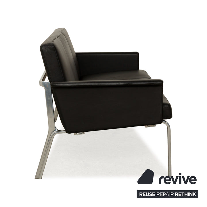 COR Leder Dreisitzer Schwarz Anthrazit Sofa Couch Chrom