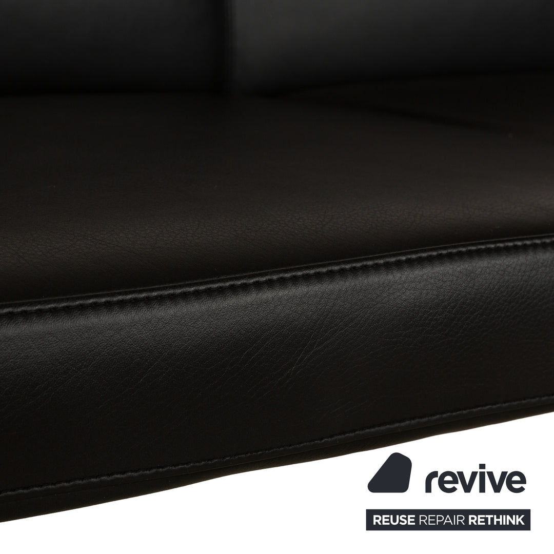 COR Leder Dreisitzer Schwarz Anthrazit Sofa Couch Chrom