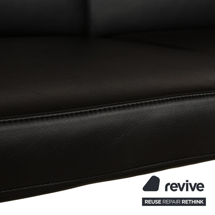 COR Leder Dreisitzer Schwarz Anthrazit Sofa Couch Chrom