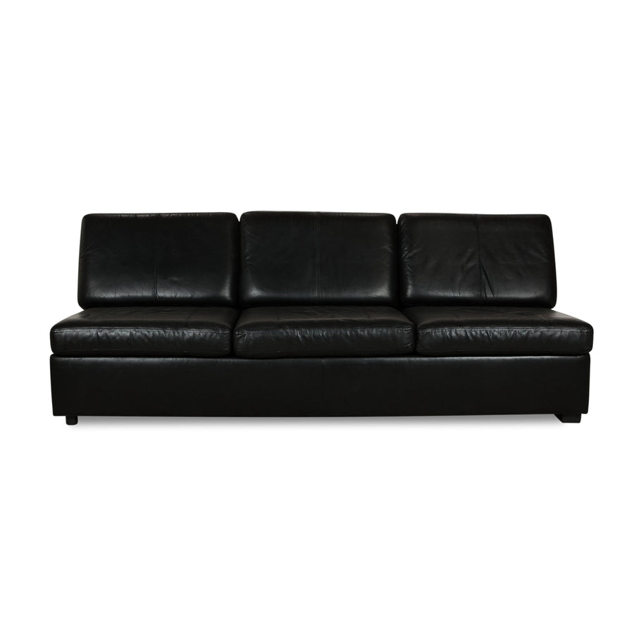Cor Leather Three-Seater Black Sofa Couch