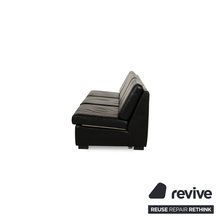 Cor Leather Three-Seater Black Sofa Couch