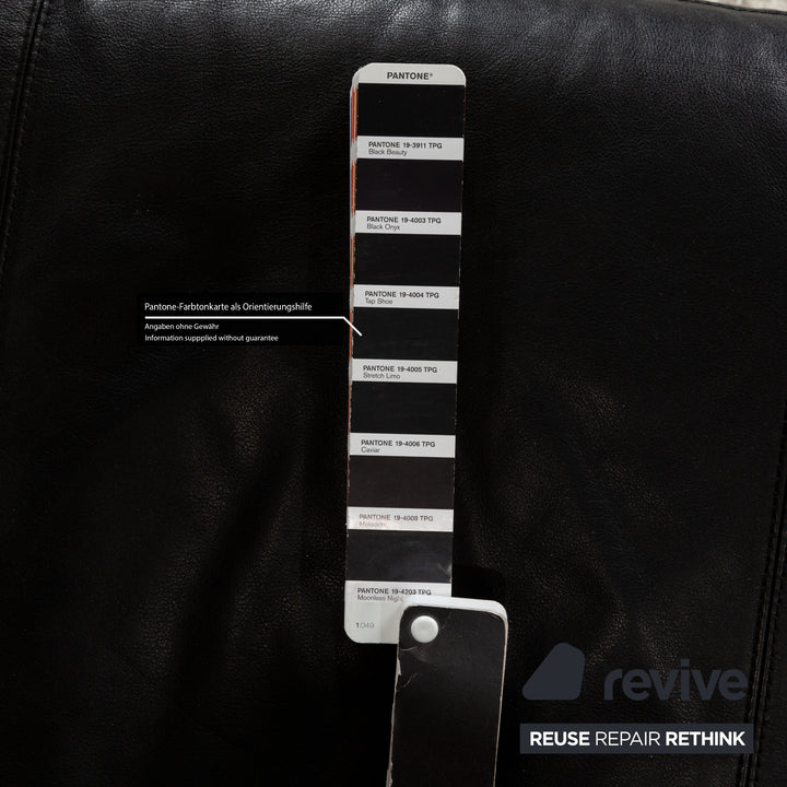 Cor Leather Three-Seater Black Sofa Couch