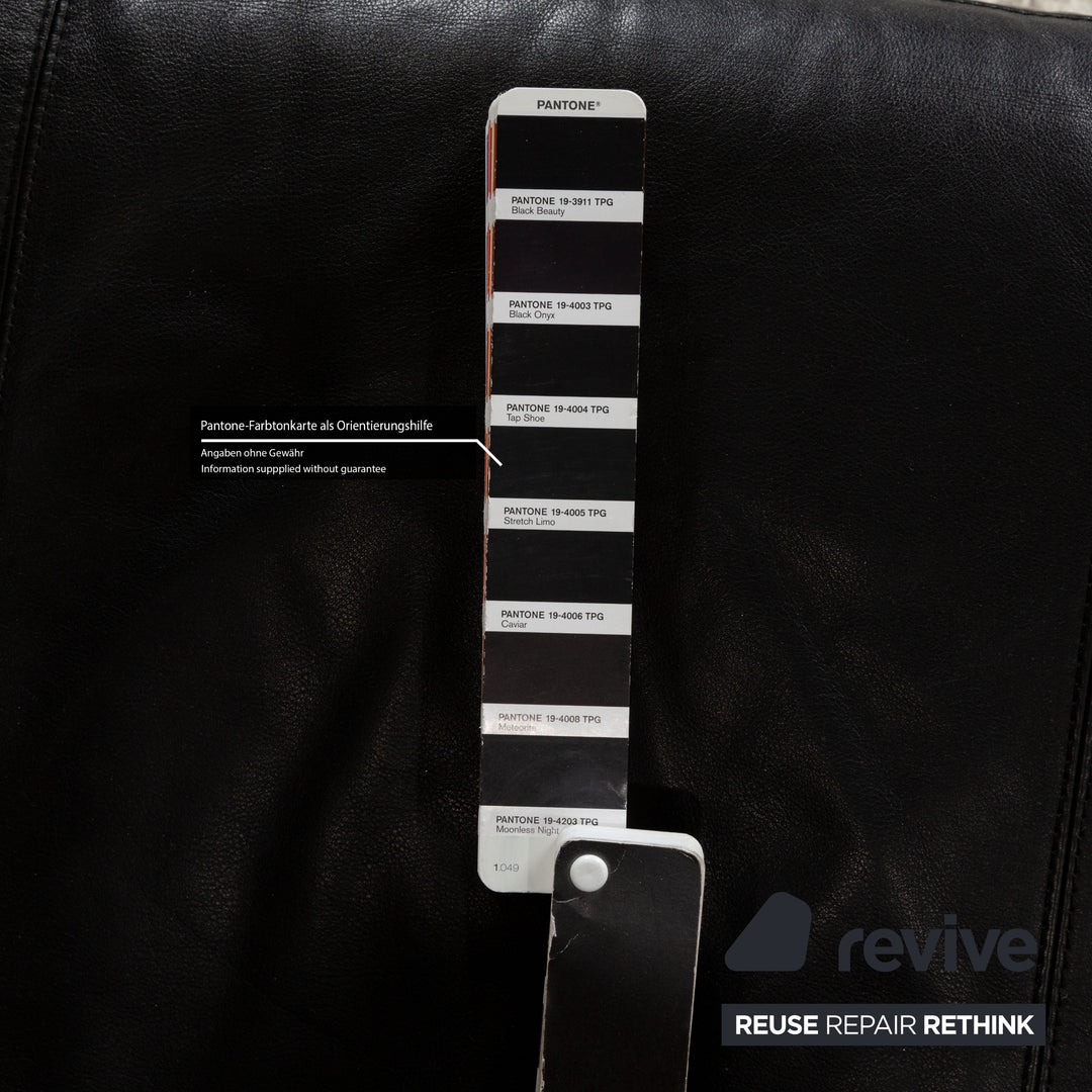 Canapé trois places en cuir noir Cor